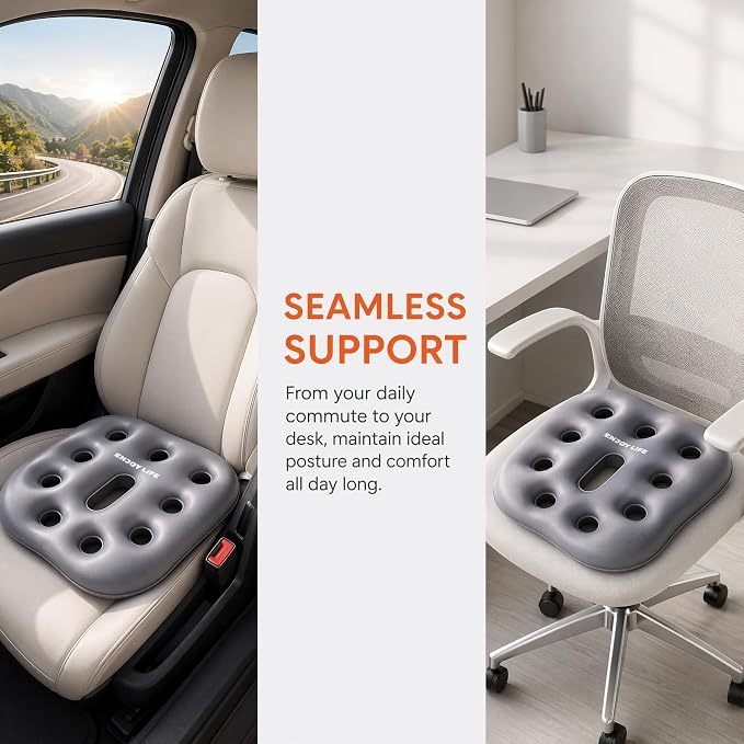 Bogey's Antidote Upgrade Airplane Seat Cushion - lightweightInflatable Travel Cushion for Long Flights, Non-Slip, Washable, with Storage Bag (Grey) - Image 7
