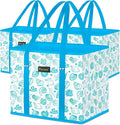BALEINE 3PK Reusable Grocery Bags, Heavy Duty Shopping Tote Bag | 12'' Long Handles, Reinforced Bottom Keeps Upright, Fold Flat Storage, Water-Resistant Shopping Bag, Multiple Color Options by BALEINE