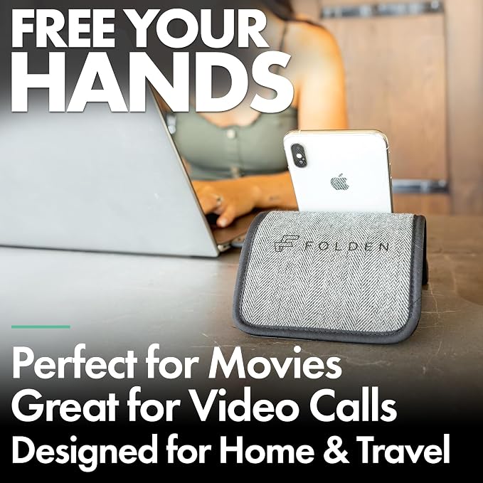 Airplane Phone Holder - Foldable Phone Stand for Plane Travel | Tweed Design,Tabletop Mount Desk, Plane Tray Seat back, Treadmill, Fits iPhone Cell Phone, 9 x 4.3 in - Image 3