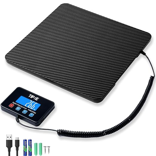 TIPRE Shipping Scale 440lbs for Packages,Lightweight Carbon Fibre Heavy Duty Digital Postal Scale,0.5 oz High Accuracy Commercial Scale with Charging Cable & Batteries for Small Business,Warehouse by TIPRE