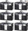 TAILI 6 Pack Black Extra Large Moving Bags,Storage Bag with Visible Window | 93L Heavy Duty Totes For Storage,Wrap Around Handles,Alternative to Moving Boxes, College Dorm,Perfect for Moving by TAILI