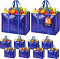 Reusable Grocery Bags, Waterproof & Foldable Shopping Bags Stand Upright | Heavy Duty Shopping Tote Bags, Waterproof & Foldable with Long Handles for Bulk Shopping, Versatile Storage 10 Pack-33L by WiseLife