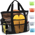 CaCTOUR Mesh Beach Bag,Large Beach Bags for Women with 8 Pockets,Packable Tote Bag for Beach Cruise Pool Vacation Essentials by CaCTOUR