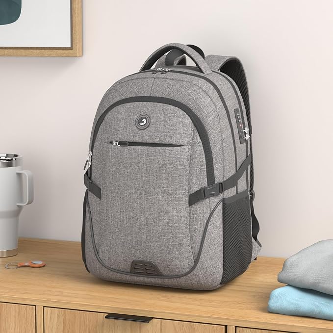 SHRRADOO Travel Laptop Backpack for Men Women, College High Schoolbag | Anti Theft Backpack with Combination Lock, Carry On Flight Approved, Fit 17 Inch Laptop, Bookbag School Backpack,Work Daypack - Image 2