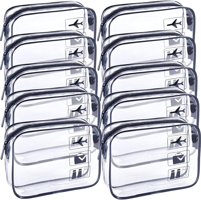 Clear Travel Bags for Toiletry,Makeup Bag-10Pcs, Toiletry Bag | TSA Approved Clear Toiletry Bags,Carry on Airport Airline Compliant Bag,Black,10pack by Unknown
