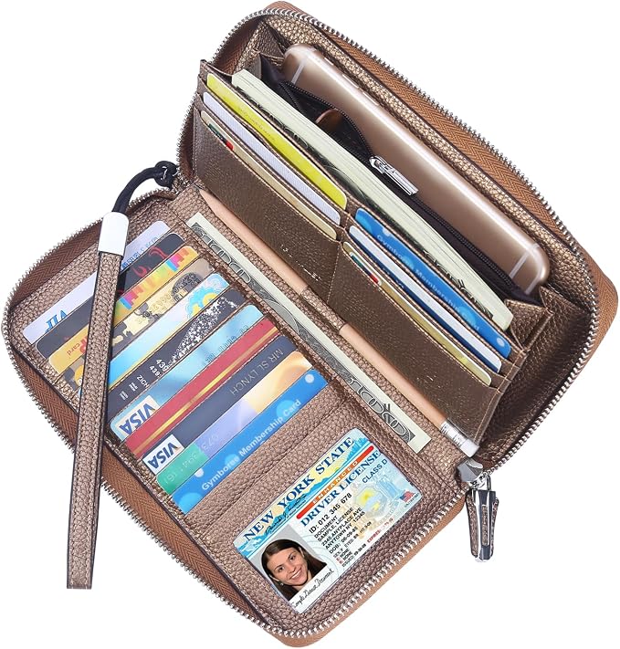 Small Compact Women Wallet RFID Blocking Genuine Leather Bifold Purse with ID Windows by Lavemi