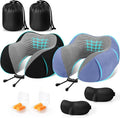 CloudBliss Memory Foam Travel Neck Pillow Airplane, 2 Pack, Black & Blue by CloudBliss