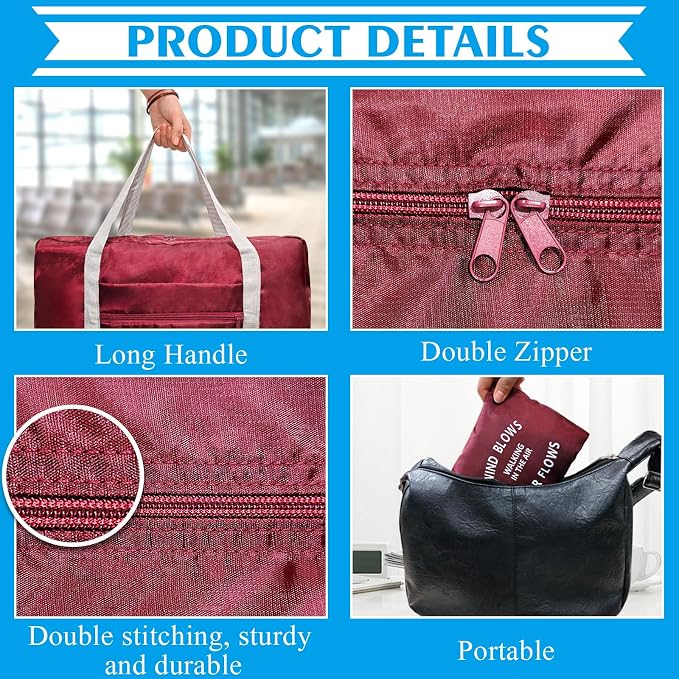 Travel Bag 4PCS Foldable Duffle Carry on Tote Weekender Overnight Luggage Bag - Image 5