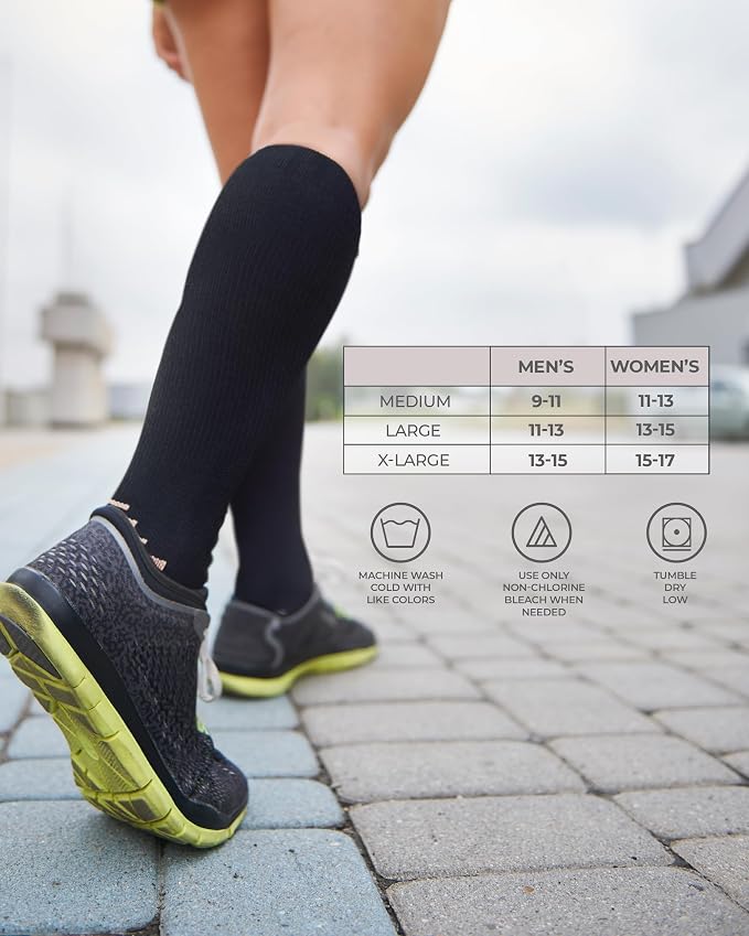 Pembrook 3 Pairs Copper Mens Compression Socks 20-30 mmHg, Running, Hiking, Athletic Cycling, Travel | Circulation Support - Image 6