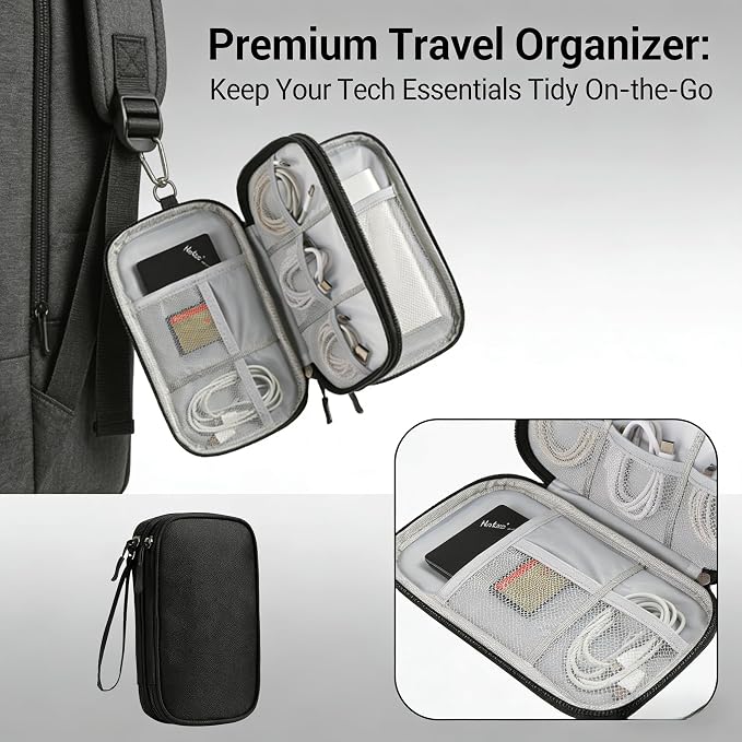 Travel Storage Box - Hard EVA Protective Cover for Mobile Power Bank, Charger, Cable, Phone and Accessories - Portable Storage Bag for Airplane, Business Travel, Home Furnishings - Image 4