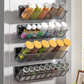 DTUQYX Magnetic Spice Rack 4-Pack for 32 Spices Jars, 14-16.5 inch Long Strong Magnetic Shelves, Space Saving Spice Organizer 45° Tilt for Refrigerator, No Drilling Home Kitchen Storage Shef by DTUQYX