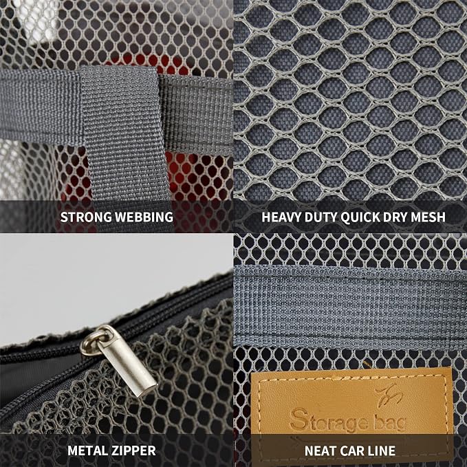 Mesh Shower Caddy Bag Portable Hanging Toiletry and Bath Organizer with Zipper for Travel, Gym, Camping, College Dorms, Beach - Image 7
