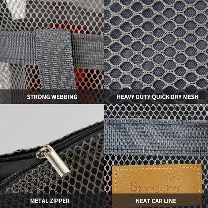 Mesh Shower Caddy Bag Portable Hanging Toiletry and Bath Organizer with Zipper for Travel, Gym, Camping, College Dorms, Beach - Image 5
