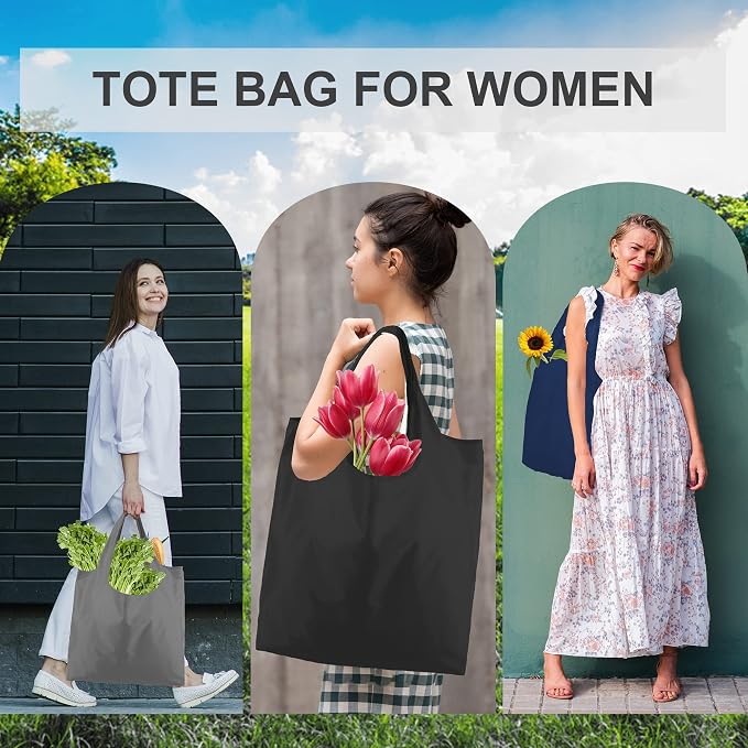 BeeGreen Reusable Bags Tote Bags for Women - 6 Pack Bulk Extra Large Reusable Gifts Bag with Handles - Heavy Duty Foldable Machine Washable Travel Grocery Bag Organizer (Packable Shopping Bags)​ - Image 5