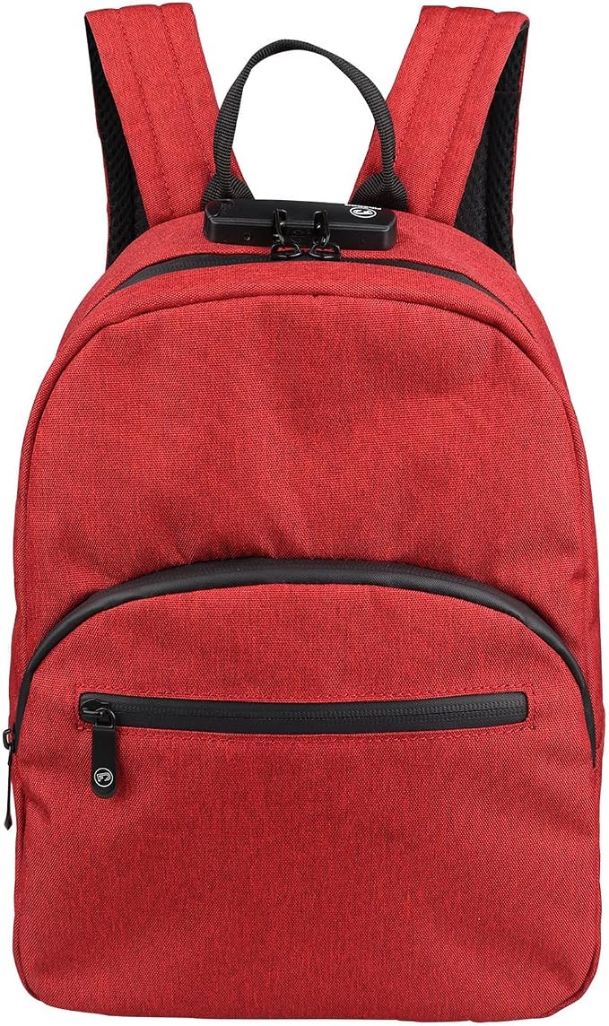 FIREDOG Mini Smell Proof Backpack with Lock, Smell Proof Bag for Men Women Travel (Red) by FIREDOG
