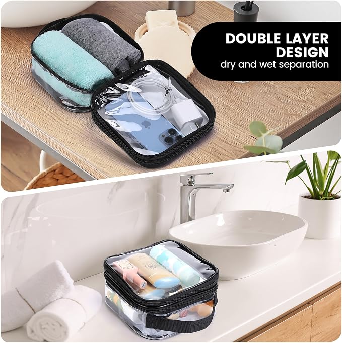 BORMELUN Clear pouches for travel toiletries vinyl TSA airport approved proof makeup bag reusable organizer (black) - Image 6