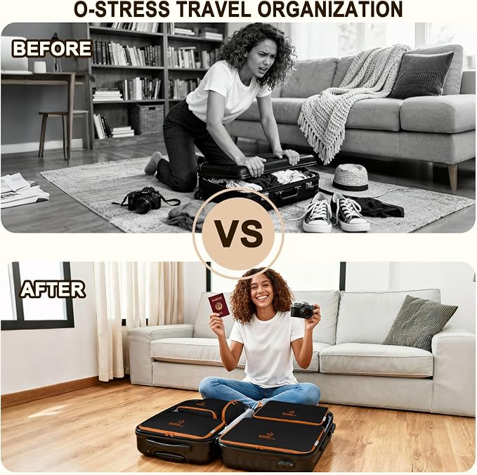 Packing Cubes for Travel, Various Sizes Luggage Organizer Bags Travel Cubes with Double Zipper, Durable Space Saver Bags Travel Essentials (5 Set, Black) - Image 5