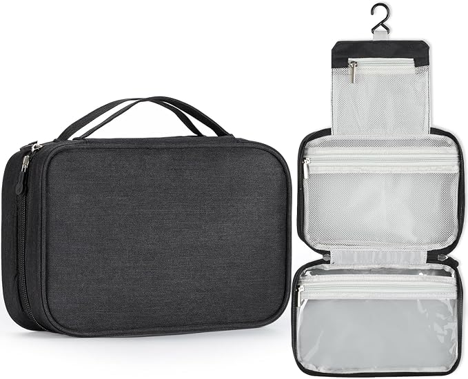 Compact Travel Toiletry Bag, Waterproof Hanging Shower Organizer | Portable Foldable Wash Pouch with Hook, for Women & Men Bathroom/Shaving/Camping, Space Saving Design by Etercycle