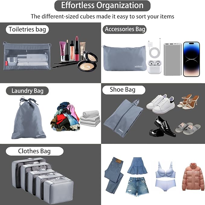 9 set Packing Cubes for Travel,Effortless Organization Cube for Quick Packing& Unpacking, Travel Must Have Suitcase Organizer Essentials for any Journey,Cruise,Business trip,Camping,hiking,Vacation. - Image 2
