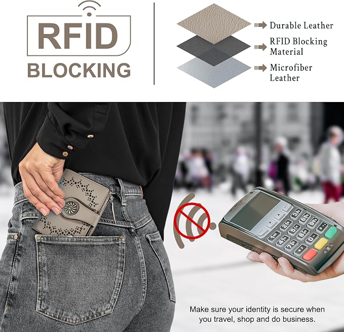 Tipmile Small Wallet for Women Bifold RFID Blocking Card Holder Leather Wallets with Zipper Coin Pocket - Image 3