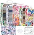 7 Pcs Compression Packing Cubes for Travel, Waterproof Suitcase Luggage Backpack Organizer with Toiletry Bag Travel Essentials for Women/Men-Flowers by Unknown