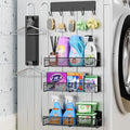5 Pack Multifunctional Magnetic Shelves for Washing Machine & Refrigerator - Heavy Duty Laundry Room Organization System with Tool Hooks, Metal Storage Baskets (Black) by Unknown