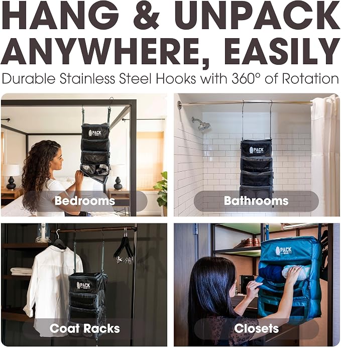 Hanging Carry-On Organizer - Our Fitted Hanging Luggage Organizer Perfectly Fits Any Carry On - Our Packing Cubes For Travel Use Mesh Windows to Make Finding Clothes Easy (Black, M) - Image 6