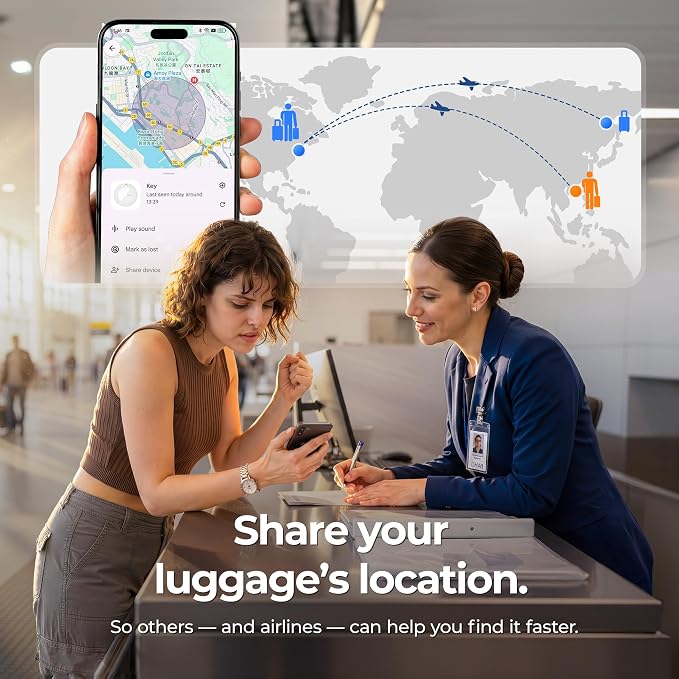 MiLi Smart Bluetooth Luggage Tracker Tag for iOS & Android | Works with Apple Find My & Google Find Hub, Anti-Lost Leather Travel Locator for Suitcase, Backpack & Gear, Orange - Image 5