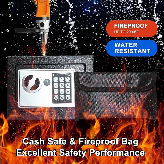 Money Safe Box for Home with 4 LED Color Sensor Light & Fireproof Money Bag, 0.23CUFT, Security Lock Box with Keys & Pass Code, Fireproof Safe with Digital Keypad, 3mm Thickness Door - Image 4