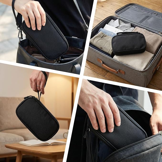 Travel Electronics Pouch Bag, Black Electronics Accessories Organizer Bag, Travel Cable Organizer Pouch for Charger Cord Phone Earphone Mouse - Image 7