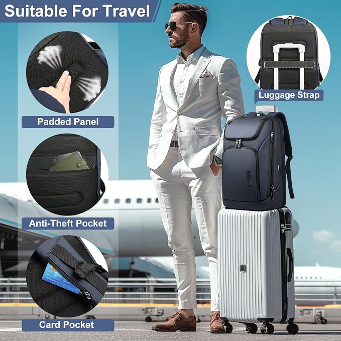 hk Business Smart Backpack for Men Anti-Theft for 17.3 Inch Laptop | with USB Charging Port Water-Resistant Large Durable Compact 30L for Travel College Work - Image 3