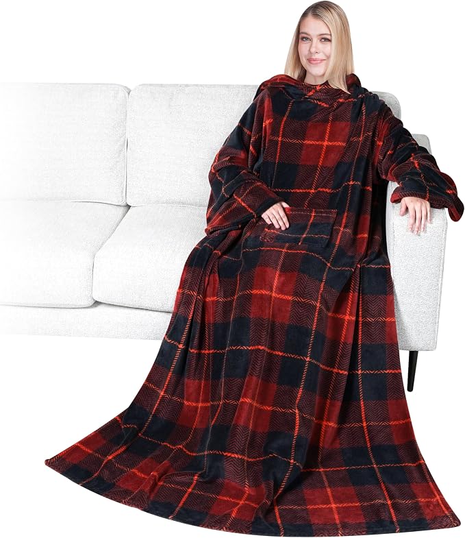 PAVILIA Wearable Blanket with Sleeves for Adult Women Men, Cozy Fleece Warm Wrap Throw with Arms, Gifts for Christmas, Wife by PAVILIA