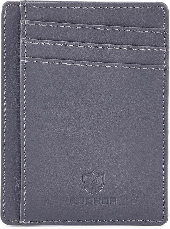 Front Pocket Wallet for Men Women Slim Minimalist Real Leather RFID Blocking Credit Card Holder by Cochoa
