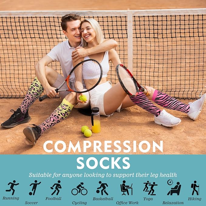 Compression Socks for Women & Men 6 Pairs | 20-30 mmHg Breathable & Moisture-Wicking Comfortable & Skin-Friendly Knee High Support Socks for Nurse, Travel, Pregnancy - Image 5