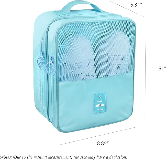 Travel Shoe Bags 2 Pcs of Shoe Organizers Set for Suitcase Hold 3 Pair of Shoes Waterproof Shoe Packing Cubes for Travel and Daily Use Storage Pouch with Handle (Blue+Pink) - Image 2