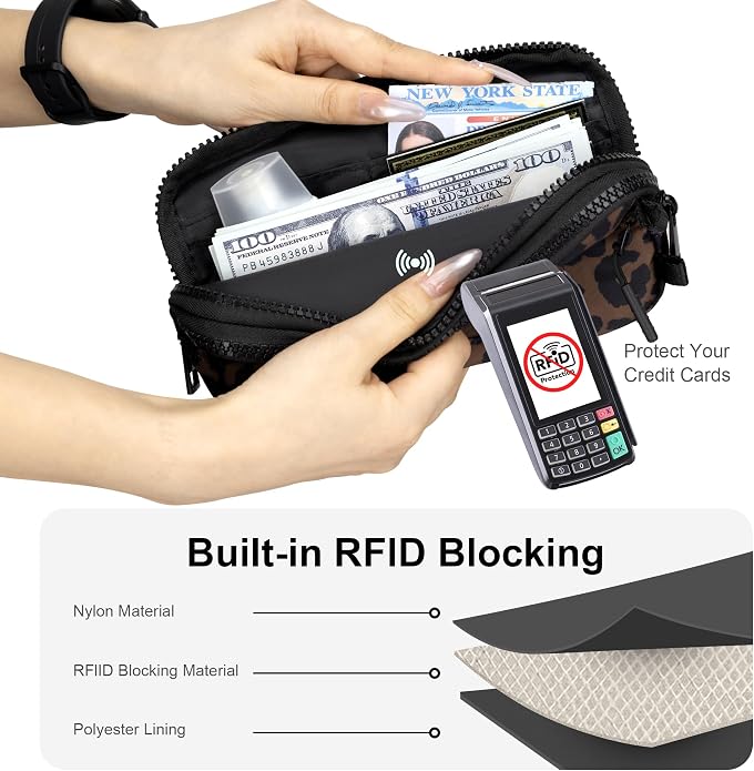 FODOKO Wristlet wallets for Women RFID crossbody bags with 4 Zippers | Checkered quilted nylon with credit card slots, cell phone organizer, and coin purse for travel and everyday carry - Image 6
