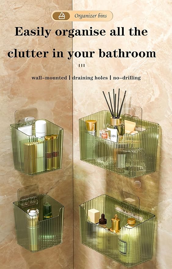 Lae Nuvole Adhesive Cabinet Door Organizer, 2 Pack Wall Shower Caddy, Green | 4 Adhesive Straps, No Drill Wall Mount, Renter Friendly, BPA-free stackable; Fits Bathroom, Kitchen, Apartment, Pantry, RVs - Image 4