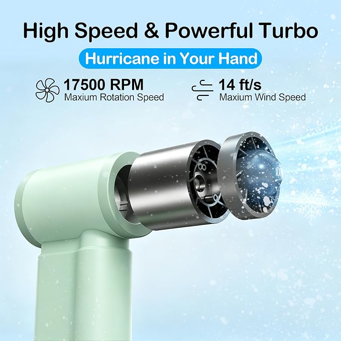 CIVPOWER Portable Mini Fan Handheld: Personal Travel Fan USB Rechargeable - 100 Speed Turbo Fan with LED Display - Pocket Size 8H Max Runtime, Outdoor Sport Hiking Concert Gift for Women Men, Green - Image 7
