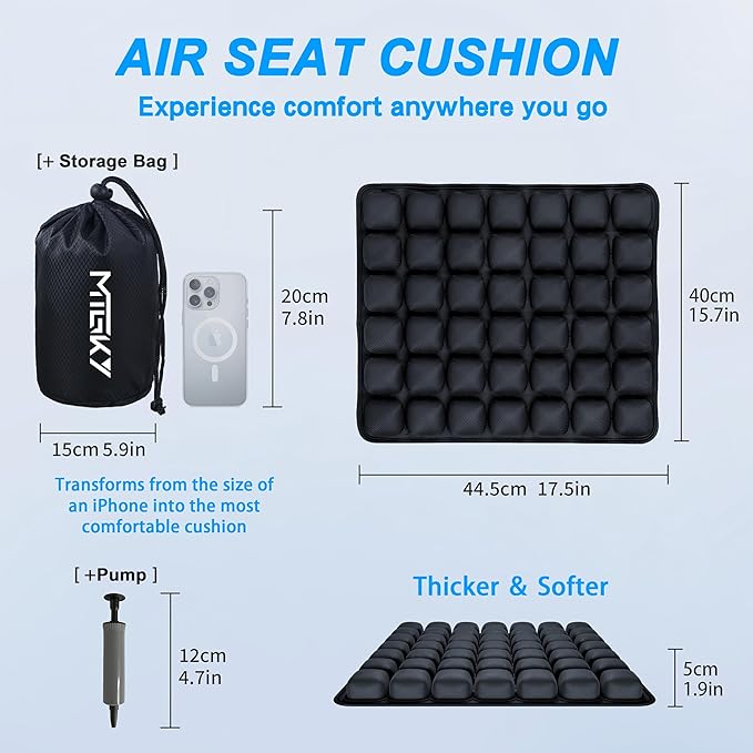 Sondor Travel Cushion,Portable & Adjustable Airplane seat Cushion for Long Flights,Inflatable Cushion for Wheelchair, Travel,Driving - Image 7