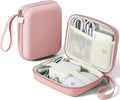 Portable Charger Case, Tech Pouch Travel Organizer, L, Pink | Hard Shell Electronic Storage for MacBook Power Adapter, Magic Mouse, Charging Cords, Power Bank Laptop Accessories by Linpr