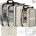 7 Pcs Compression Packing Cubes for Travel, Waterproof Suitcase Luggage Backpack Organizer with Toiletry Bag Travel Essentials for Women/Men-Polka Dots by Unknown
