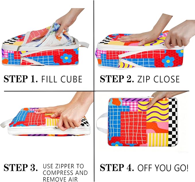 Compression Packing Cubes for Travel, 6 Set Natural Life Luggage Organizers, Lightweight Waterproof Expandable/Compression Bags Bohemia Smell Proof Travel Packing Cubes for Suitcases - Image 3