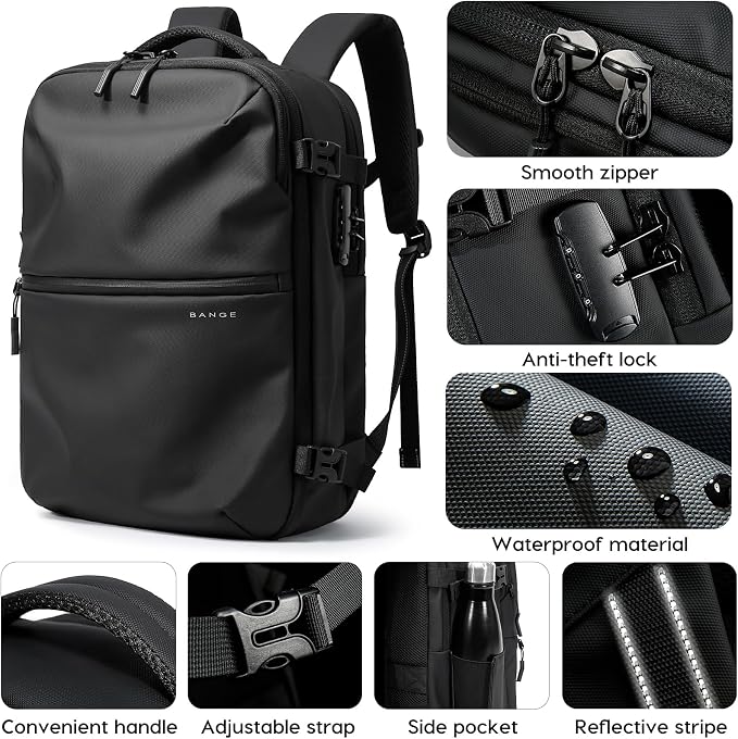 BANGE Travel Backpack with TSA lock version can hold 15.6 inch Laptop suitable Daily Commute and Overnight Flight Approved Anti-theft Bag - Image 4