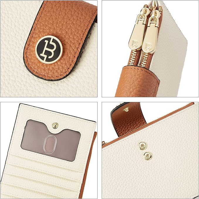 BOSTANTEN Leather Womens Wallet Large RFID Blocking Slim Card Holder | 16 Card Slots, 2 Zipper Pockets, Bifold, Long, Fits Most Purses, Organized Everyday Carry, Ladies Gifts, Beige Brown - Image 5