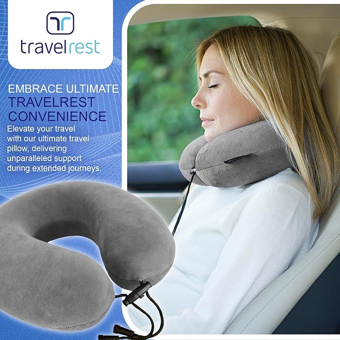 TRAVELREST Curl Neck Pillow Travel Essentials - Memory Foam Support - Grey | Breathable, Compact, Soft and Comfortable Design, Head & Shoulder Support For Long Flight Travel, Lightweight Washable Cover - Image 9