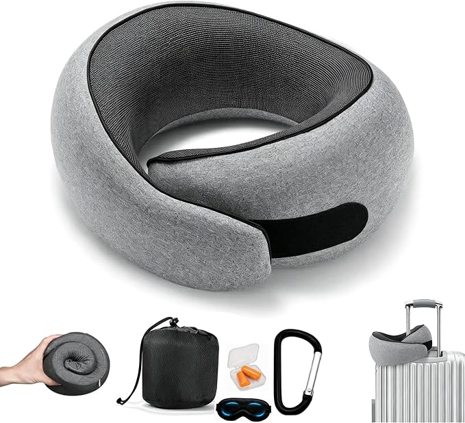 Travel Pillows -Travel Neck Pillow for Airplanes | Comfortable Ergonomic 360° Support Pillows for Sleeping, Car, Office,Airport Travel Essentials, Charcoal Grey by Unknown