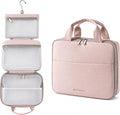 Hanging Travel Toiletry Bag for Women, 3-Tier Makeup Organizer, Large Capacity Waterproof PU Leather Cosmetic Case, Travel Essentials (Mist Rose) by Unknown