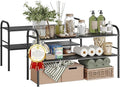 Under Sink Organizers and Storage,Expandable under cabinet organizer Shelf | 2 tier expandable shelf for kitchen,bathroom,shoe rack,8 Removable ABS Panels,Adjustable partition height,20.6-32.2" W,2 Pcs by NETELOfficial