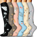 6 Pairs Compression Socks for Women & Men 15-20mmHg Knee High Socks | Graduated Compression Socks Supports Circulation, Ideal for Nurses Pregnancy, Travel, Flying, Running & Daily Wear by FuelMeFoot