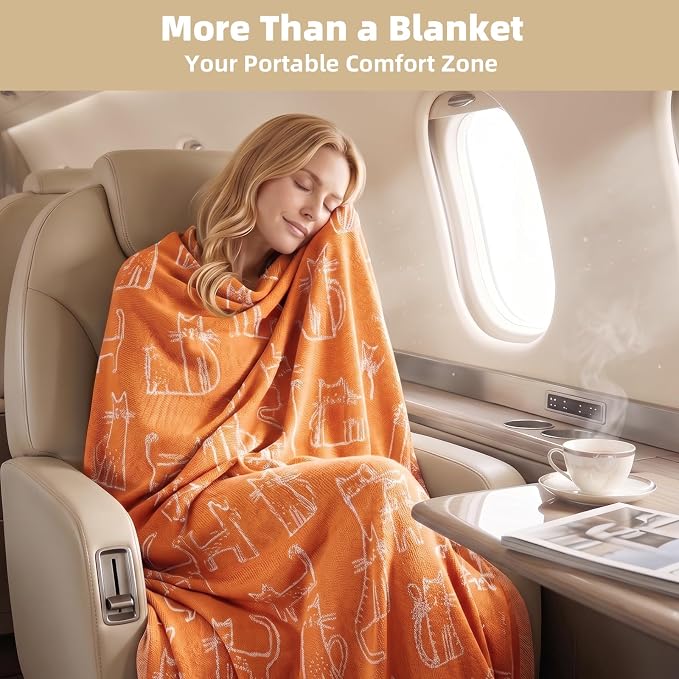 Travel Blanket Airplane - Ultra Soft & Lightweight Knit Design Compact Airplane Blanket,53x72 Inch,Stylish Travel Shawl Wraps for Flights,Office,Home Use,Travel Essentials & Gifts - Image 2